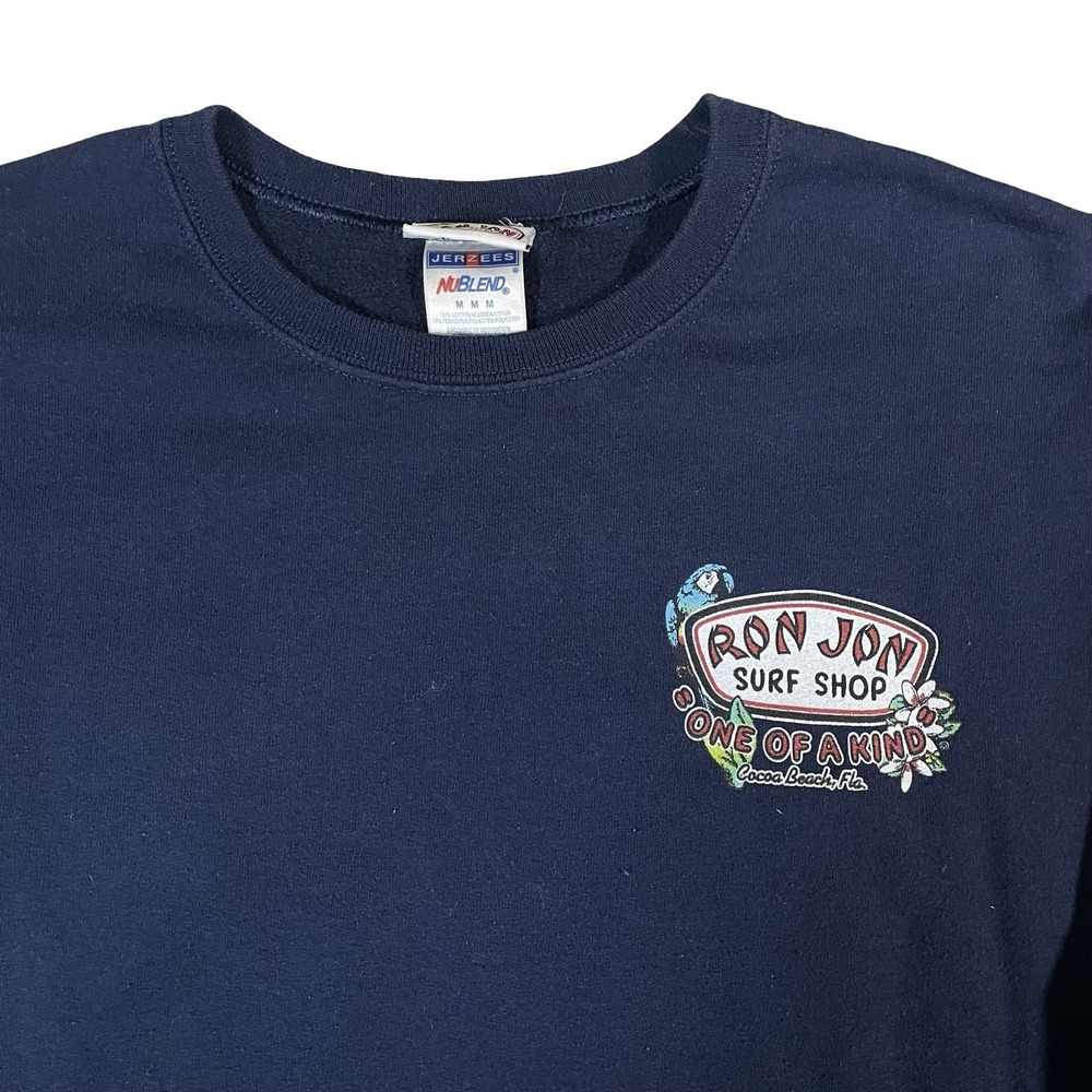 Ron Jon Surf Shop Crewneck Sweatshirt Mens M Floral Hawaiian Cocoa Beach Blue - Picture 4 of 9
